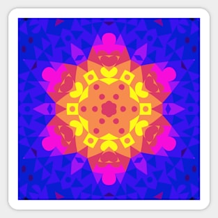 Retro Mandala Flower Yellow Pink and Blue Sticker